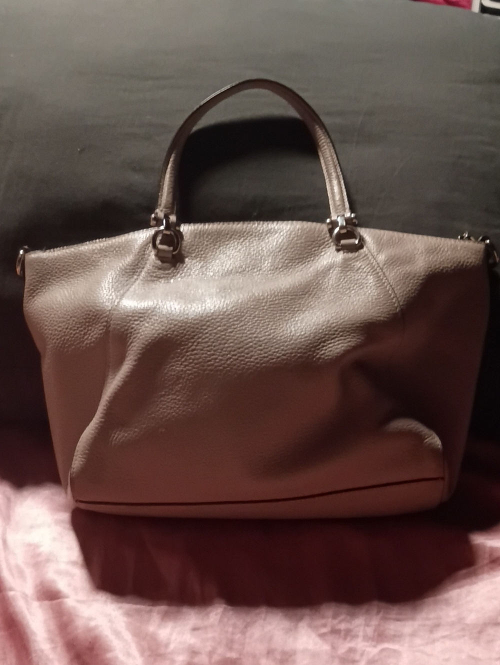 Coach Prairie Pebbled Leather Tote - Light Gray - Picture 5 of 9
